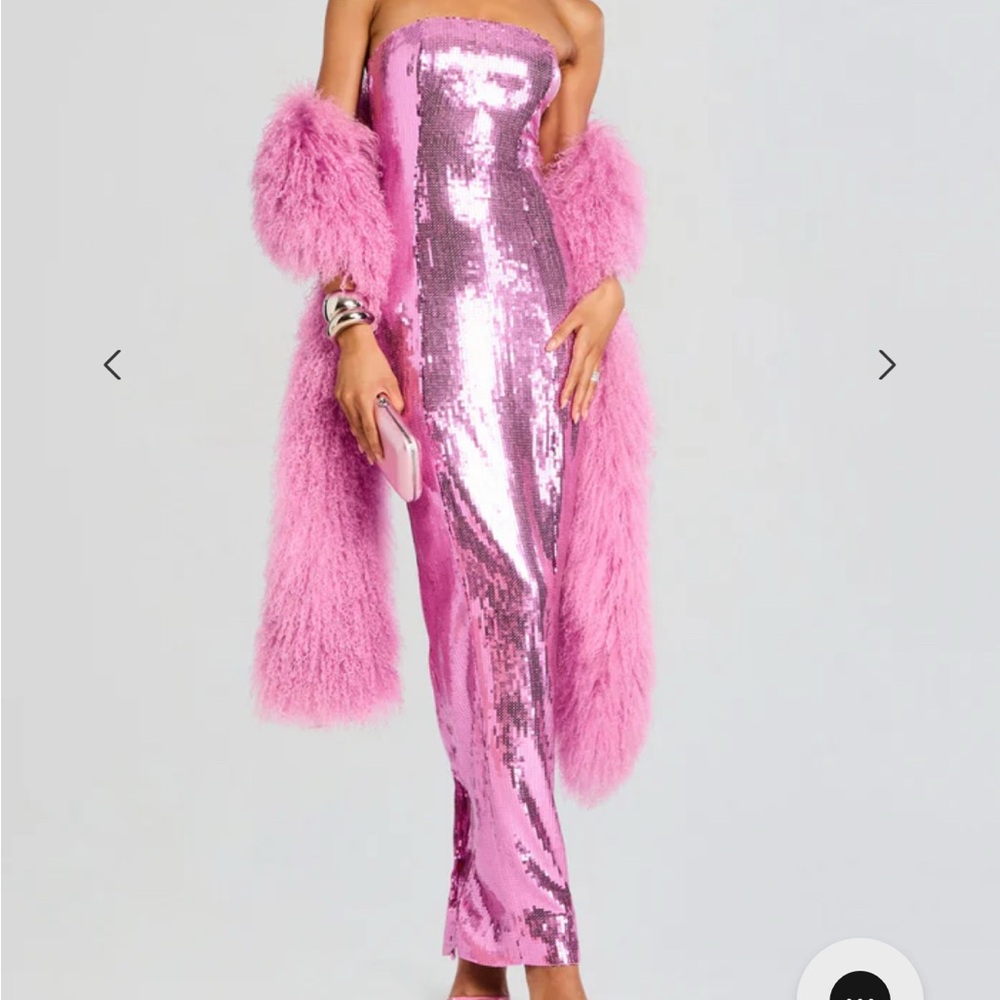 Pink Sequin Strapless Gown - Picture 5 of 11